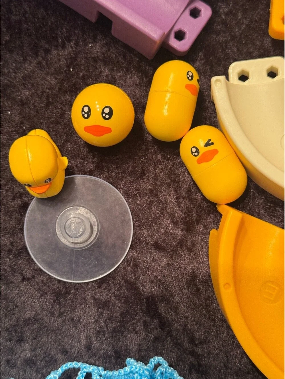 Colorful Modular Plastic Bath Track Pieces with Suction Cups and Duck Figures